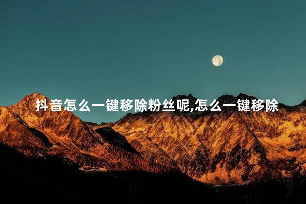 抖音怎么一键移除粉丝呢,怎么一键移除所有粉丝