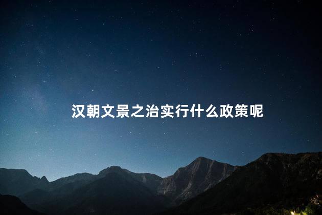 汉朝文景之治实行什么政策呢，汉朝文景之治的社会制度和法律体系